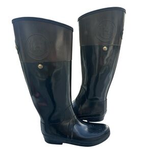 Hunter Regent Carlyle Rain Boots Equestrian Style Tall  Women’s Size 9 BLK Brown